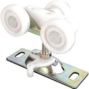 Prime-Line N 6848 Door Roller, 1 in Dia Roller, 1-1/4 in W Roller, Steel, 3-Roller, Top Center Mounting