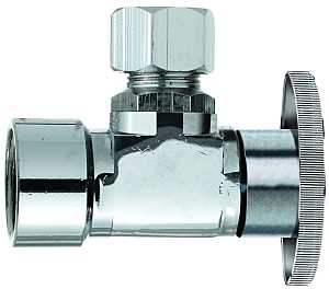 Plumb Pak PP20050LF Shut-Off Valve, Angle Valve, 3/8 x 3/8 in Connection, FIP x Compression, Brass Body