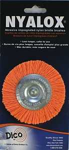 Dico 541-777-3 Mounted Wheel Brush, 3 in Dia, 1/4 in Arbor/Shank, Nylon Bristle