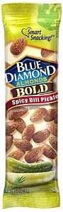 Blue Diamond BOLD Series 714322 Almonds, Spicy Dill Pickle Flavor, 1.5 oz Tube