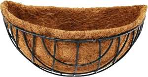 Landscapers Select GB-4315-3L Wall Basket, Half-Circle, 22 lb, Coconut Fiber/Steel, Matte Black