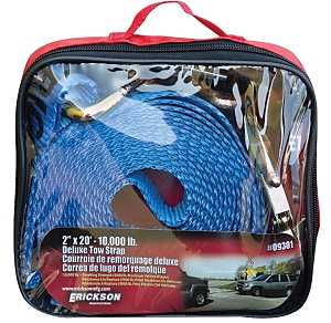 09301 Blue 2" X 20' Tow Strap With Forged Safety Snap Hook - 10,000 Lbs Capacity