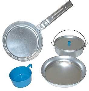 World Famous 102 Camping/Mess Kit, Aluminum, Bright Polished