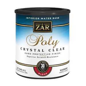 Aqua ZAR 32412 Polyurethane, Gloss, Liquid, Crystal Clear, 1 qt, Can