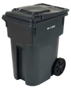 Quattro 60269447Q1 Wheeled Refuse Can, 95 gal Capacity, Polyethylene, Charcoal, Hinged Lid Closure