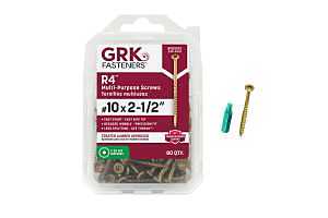 GRK Fasteners R4 103133 Screw, #10 Thread, 2-1/2 in L, W-Cut Thread, Bugle Head, Star Drive, Steel, 80 PK