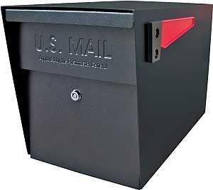 Mail Boss Packagemaster 7106 Series Mailbox, Black, Steel, Powder-Coated, 11-1/4 in W, 21 in D