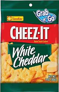 Cheez-It CHEEZITWC6 Baked Snack Crackers, White Cheddar, 3 oz, Bag