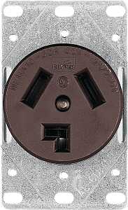Eaton 38B-BOX Power Receptacle, 3-Pole, 125/250 V, 30 A, Back Wiring, NEMA: NEMA 10-30R, Brown
