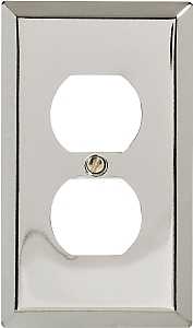Amerelle 161D Duplex Receptacle Wallplate, 4-5/16 in L, 2-7/8 in W, 1-Gang, Steel, Polished Chrome