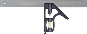 STANLEY 46-222 Combination Square, 1 in W Blade, 12 in L Blade, SAE Graduation, Stainless Steel Blade