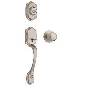 Weiser Brentwood x Fairfax Series 9GAC94710-008 Handleset, 3 Grade, Satin Nickel, 2-3/8 to 2-3/4 in Backset, Residential