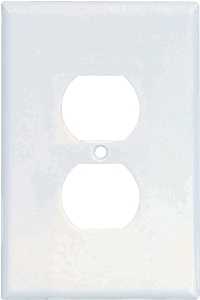 Eaton 2142W-BOX Duplex Oversize Receptacle Wallplate, 5-1/4 in L, 3-1/2 in W, 1-Gang, Thermoset, White, High-Gloss, Box