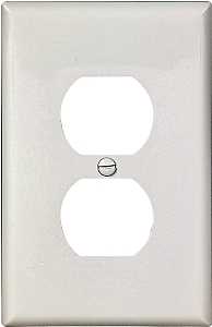 Eaton PJ8W Wallplate, 6 in L, 3-1/2 in W, 1-Gang, Polycarbonate, White, High-Gloss, Screw
