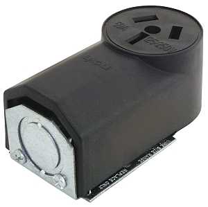 Eaton 112 Power Receptacle, 3-Pole, 125/250 V, 50 A, Back, Bottom Wiring, NEMA: NEMA 10-50R, Black