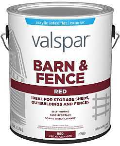 Valspar 018.3121-10.007 Barn & Fence Paint, 1 gal, Red, 400 sq-ft/gal Coverage Area