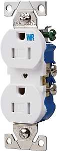 Eaton Wiring Devices TWR270W Duplex Receptacle, Thermoplastic, White, 2-Pole, 15 A, 125 V, Push-in, Side Wiring