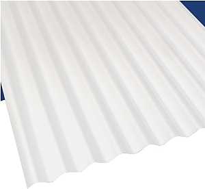 Sun N Rain 103694 Corrugated Roofing Panel, 12 ft L, 26 in W, PVC, White