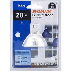 Sylvania 58514 Halogen Bulb, 20 W, GU5.3 Lamp Base, MR16 Lamp, 200 Lumens, 3000 K Color Temp, 2000 hr Average Life