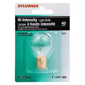 Sylvania 13607 Incandescent Bulb, 40 W, S11 Lamp, Intermediate E17 Lamp Base, 440 Lumens, 2850 K Color Temp