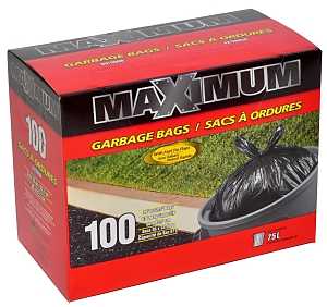 Polyethics 28100 Garbage Bag, 67 L, Plastic, Black