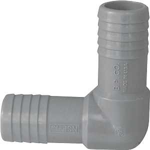Boshart UPPE-05 Pipe Elbow, 1/2 in, Insert, 90 deg Angle, Polypropylene, Gray, 200 psi Pressure