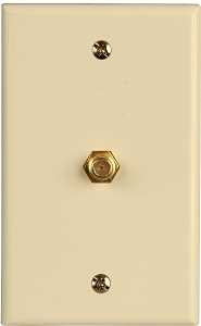 Zenith VW1001WJ1A Coaxial Cable Wall Jack, 4-1/2 in L, 2-3/4 in W, Almond