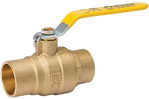 B & K 107-854NL Ball Valve, 3/4 in Connection, Solder, 125, 600 psi Pressure, Manual Actuator, Brass Body