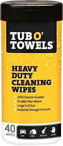 Tub O'Towels TW40 Heavy-Duty Cleaning Wipes, 8 in L, 7 in W, Light Citrus, Polyfiber
