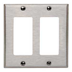 Decora 84409-000 Wallplate, 4.56 in L, 4-1/2 in W, 2 -Gang, Stainless Steel, Stainless Steel, Brushed
