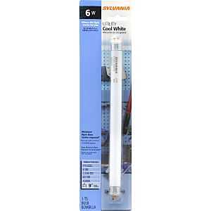Sylvania 20619 Fluorescent Bulb, 6 W, T5 Lamp, G5 Miniature Lamp Base, 270 Lumens, 4200 K Color Temp, Cool White