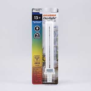 Sylvania 20404 Single Tube Compact Fluorescent Bulb, T4 Lamp, GX23 Lamp Base, 800 Lumens, 5000 K Color Temp, Daylight