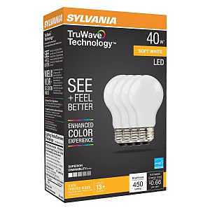Sylvania 40668 LED Bulb, General-Purpose, Omni-Directional, A19 Lamp, 40 W Equivalent, E26 Medium Lamp Base, Dimmable