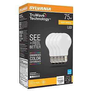Sylvania 40662 LED Bulb, General-Purpose, Omni-Directional, A19 Lamp, 75 W Equivalent, E26 Medium Lamp Base, Dimmable