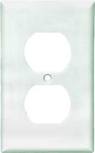 Eaton 2132W Receptacle Wallplate, 4-1/2 in L, 2-3/4 in W, Standard, 1-Gang, Thermoset, White, High-Gloss, Screw