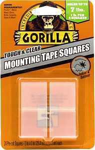 Gorilla 6067202 Mounting Tape, 1 in L, 1 in W, Clear