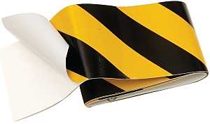Hy-Ko TAPE-1 Reflective Safety Tape, 24 in L, 2 in W, Vinyl Backing, Black/Yellow