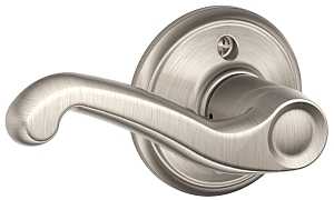 Schlage F Series F170FLA619LH Left Hand Dummy Lever, Mechanical Lock, Satin Nickel, Metal, Residential, Left Hand