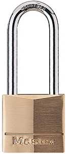 Master Lock 140DLH Padlock, Keyed Different Key, 1/4 in Dia Shackle, 2 in H Shackle, Steel Shackle, Solid Brass Body