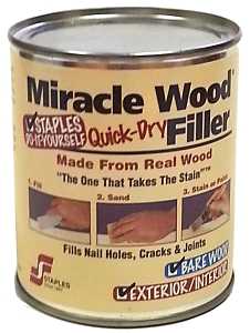 Staples Miracle Wood 902 Wood Filler, Putty, Strong Solvent, Natural, 0.5 lb