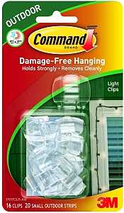 Command 17017CLR-AW Light Clip, 0.25 lb, Plastic, Clear