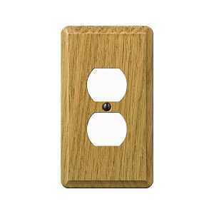 AmerTac Contemporary 901DL Outlet Wallplate, 5-1/4 in L, 3 in W, 1 -Gang, Wood, Light Oak, Screw Mounting