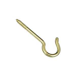 National Hardware V2041 Series N192-286 Ceiling Hook, 20 lb Working Load, #8, Brass