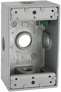 Hubbell 5323-0 Weatherproof Box, 18.3 cu-in, 5-Outlet, 1-Gang, Aluminum, Powder-Coated, Gray