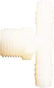 Anderson Metals 53772-0404 Hose Tee, 1/4 in, Barb, 1/4 in, MPT, Nylon