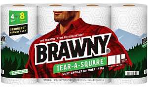 Brawny Tear-A-Square 44356 Paper Towel, 660 in L, 2-Ply