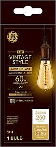 GE 36507 LED Bulb, Decorative, ST19 Lamp, 60 W Equivalent, Dimmable, Amber