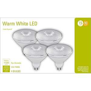 GE 93129325 Floodlight Bulb, PAR38 Lamp, 90 W Equivalent, Medium Lamp Base, Non-Dimmable, White, Warm White Light
