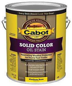 Cabot 140.0001608.007 Solid Stain, Opaque, Medium Base, Liquid, 1 gal