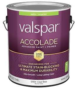 Accolade 1200 Series 028.0012004.007 Interior Paint and Primer, Water, Satin, Clear, 1 gal Plastic Can